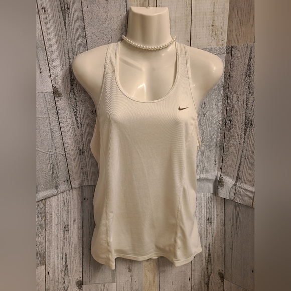 Nike Dri-Fit White Racer Back Tank, Size L - Picture 1 of 5